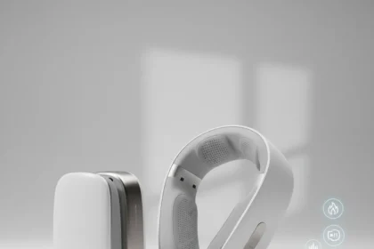 SKG G7 Pro Fold Neck Massager: Heating, Voice, and Foldable Design — AI-generated illustration