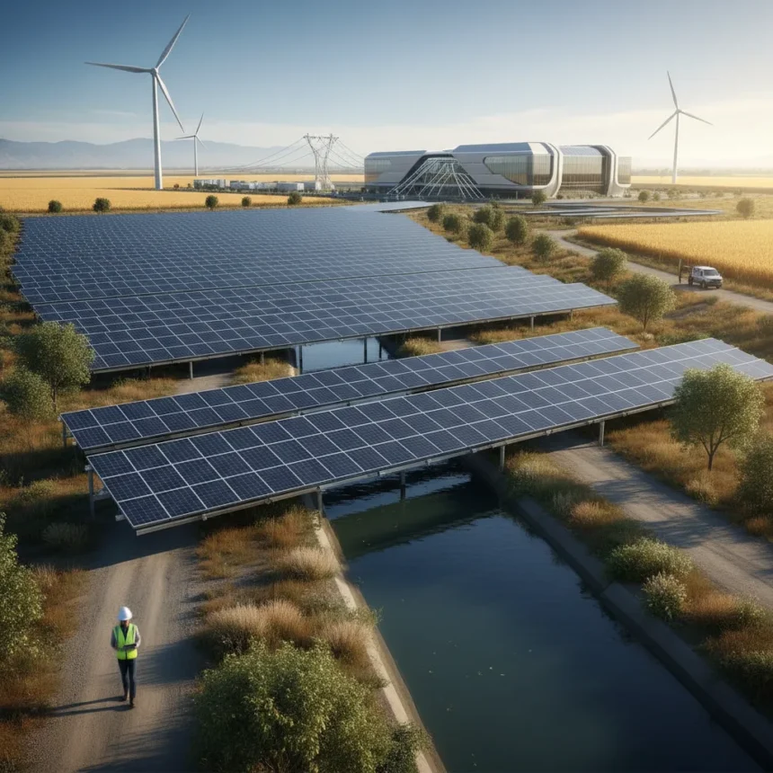 Solar canals could power California's data centers and save billions of gallons — AI-generated illustration