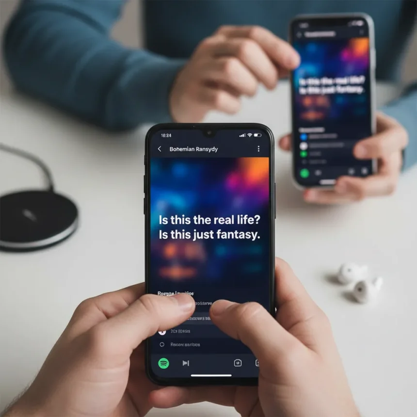 Spotify lyrics zoom hack transforms Android readability—iOS users left waiting — AI-generated illustration