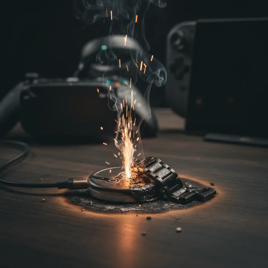 Steam Controller charging puck fire hazard sparks safety alert
