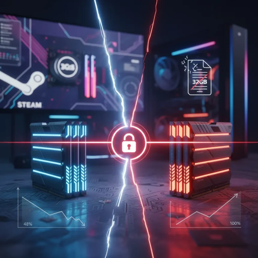 PC Gaming RAM Gap: Over Half of Steam Users Fall Below Microsoft's Threshold — AI-generated illustration