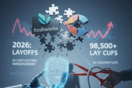 Tech layoffs near 100K in 2026 as AI becomes cost-cutting cover — AI-generated illustration