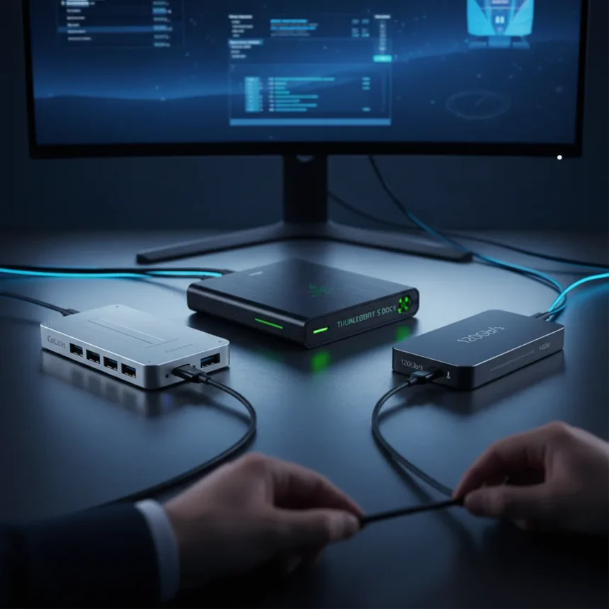 Thunderbolt 5 docks face off: speed, power, and a surprising winner — AI-generated illustration