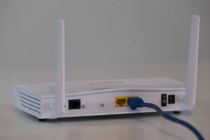 white router on white table