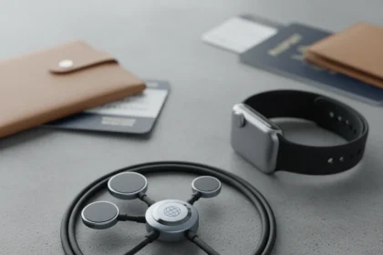 Universal Apple Watch cable transforms travel charging — AI-generated illustration