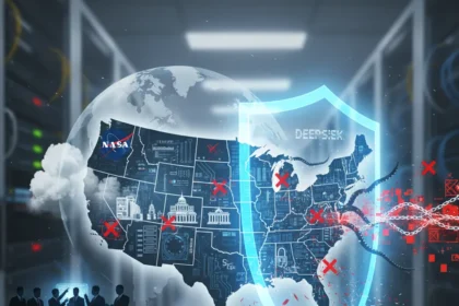 US government bans AI tools from China over data security risks — AI-generated illustration