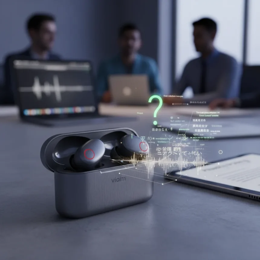 Viaim RecDot earbuds record and transcribe calls, but raise privacy questions — AI-generated illustration