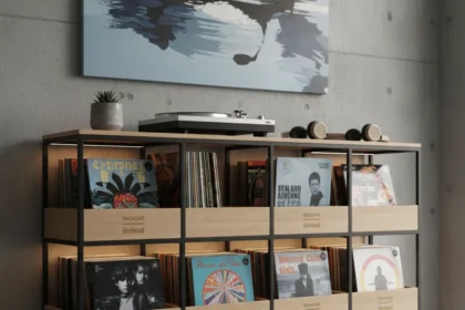 Vinyl storage that actually looks good is finally affordable — AI-generated illustration