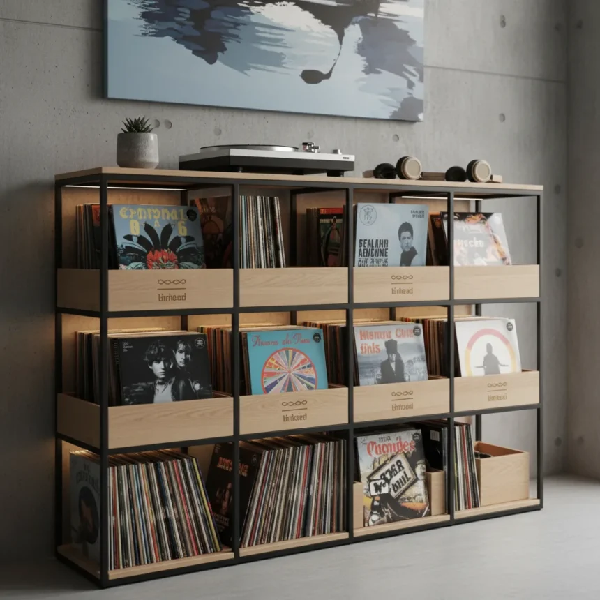 Vinyl storage that actually looks good is finally affordable — AI-generated illustration