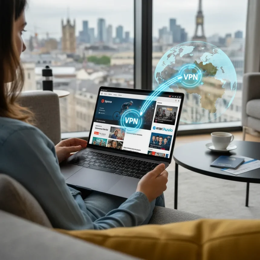 Watch Belgian TV from anywhere with a VPN — AI-generated illustration