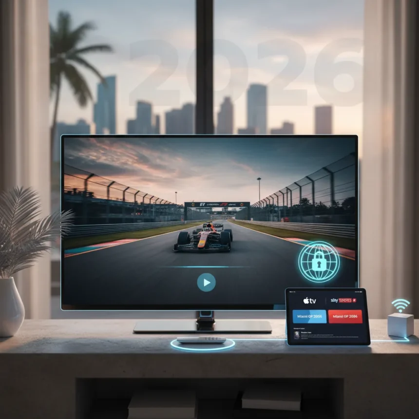 Watch Miami Grand Prix 2026 F1 from anywhere with VPN — AI-generated illustration
