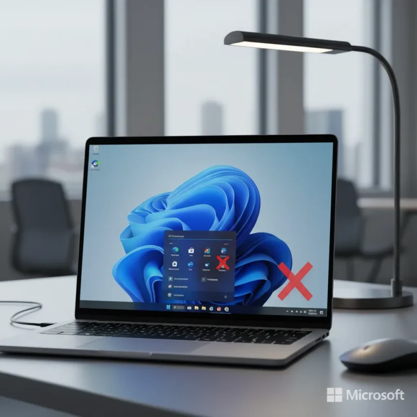 Windows 11 finally listens: Microsoft quiets ads and restores taskbar control — AI-generated illustration