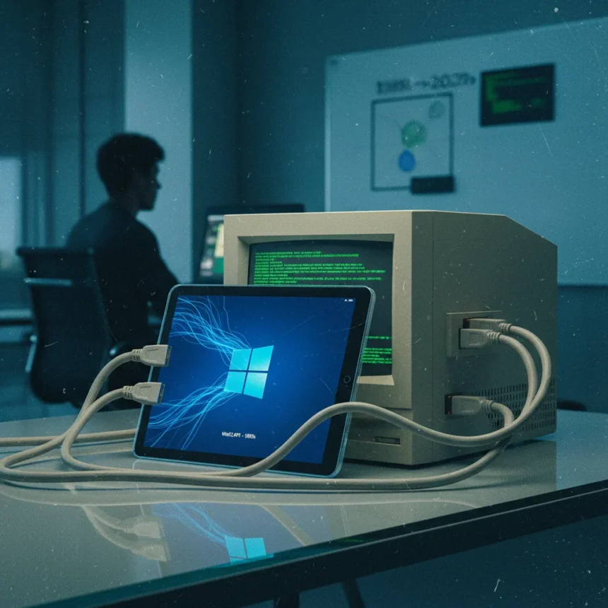 Windows 11 still runs on 30-year-old Win32 code — AI-generated illustration