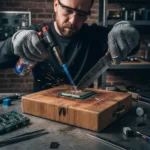 Xeon delidding with blowtorch and knife: extreme teardown — AI-generated illustration