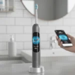 Xiaomi's electric toothbrush display shows missed spots — AI-generated illustration