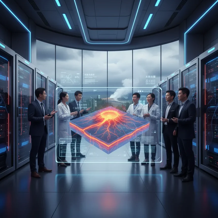 Chinese supercomputers solve Yellowstone's volcanic mystery — AI-generated illustration