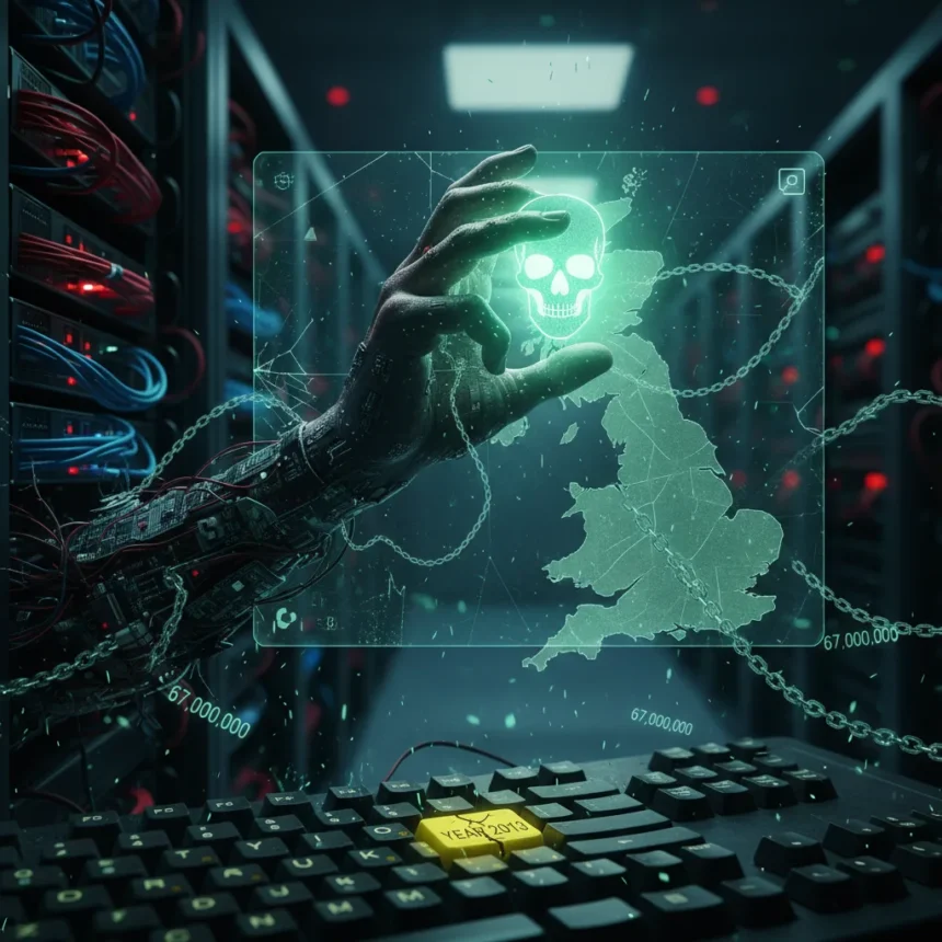 Zombie tech vulnerabilities fuel 67 million UK cyber attacks — AI-generated illustration