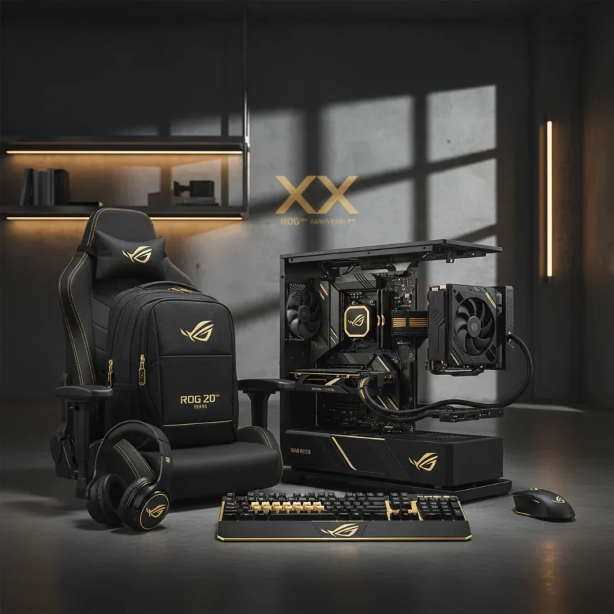 Asus ROG 20th anniversary gear celebrates two decades with black and gold