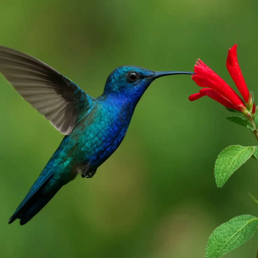 Blue shrub hummingbird magnet beats the red flower myth