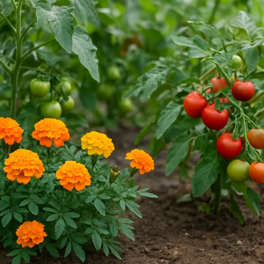 Companion planting with marigolds for pest-free vegetable gardens
