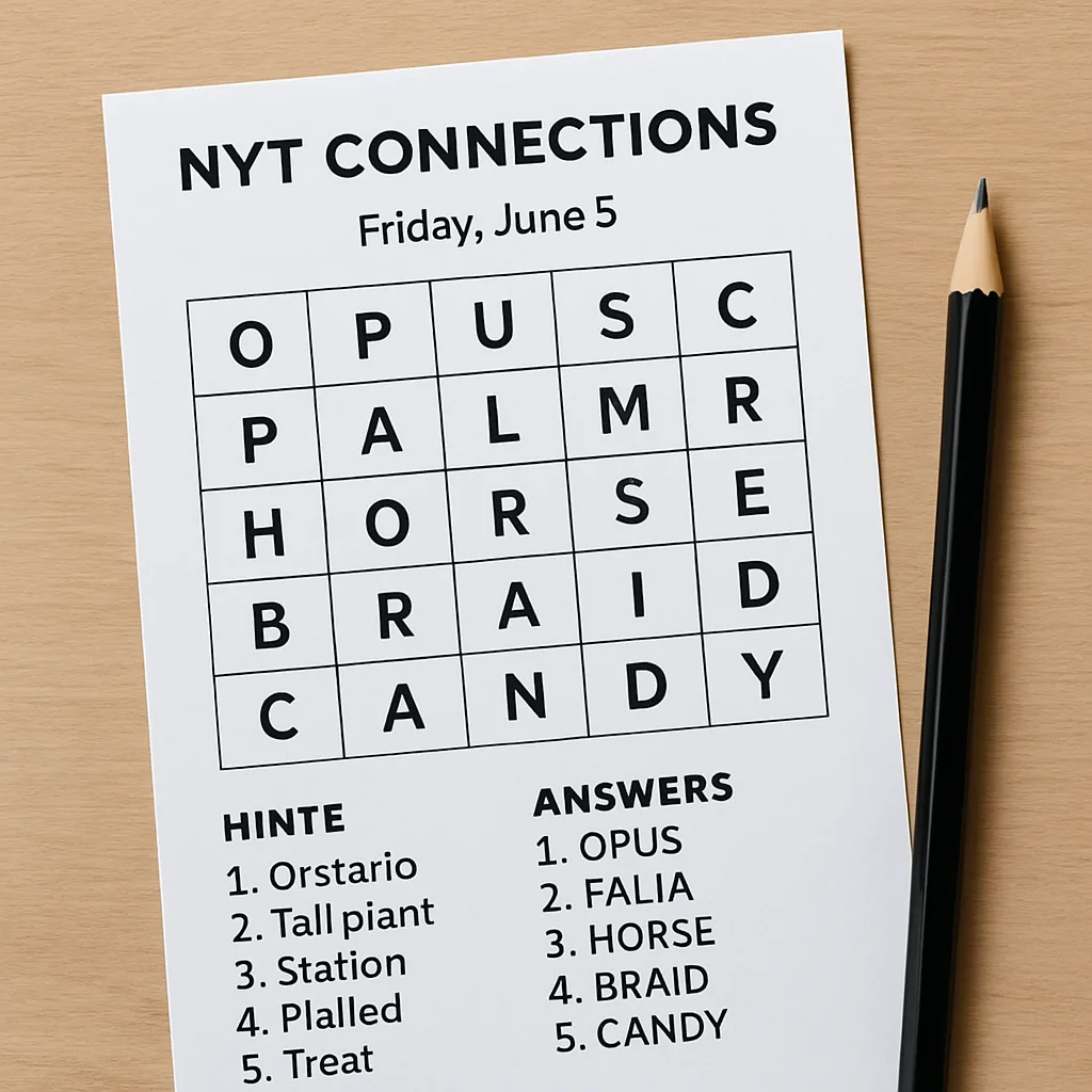 NYT Connections hints and answers for Friday, June 5